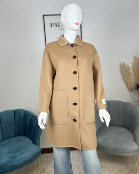 Cappotto da donna handmade monopetto lungo 005 | cammello