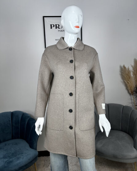 Cappotto da donna handmade monopetto lungo 005 | beige