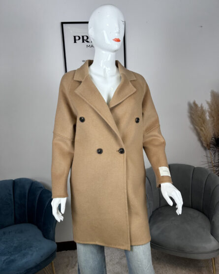 Cappotto da donna handmade doppiopetto lungo 004 | cammello