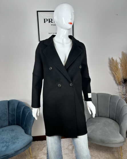 Cappotto da donna handmade doppiopetto lungo 004 | nero