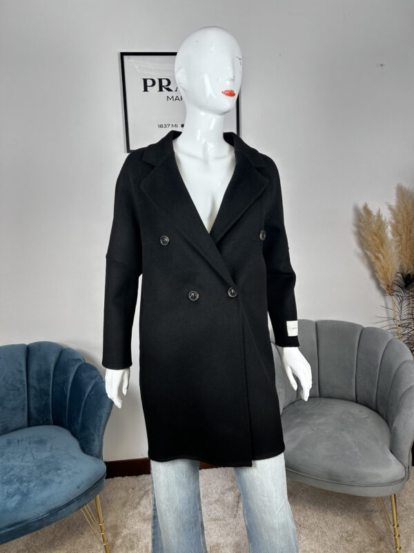 Cappotto da donna handmade doppiopetto lungo 004 | nero