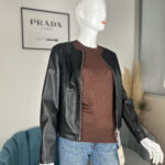 Giubbino nero da donna in similpelle