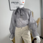 Camicia a quadretti con maxi fiocco Nhebyná