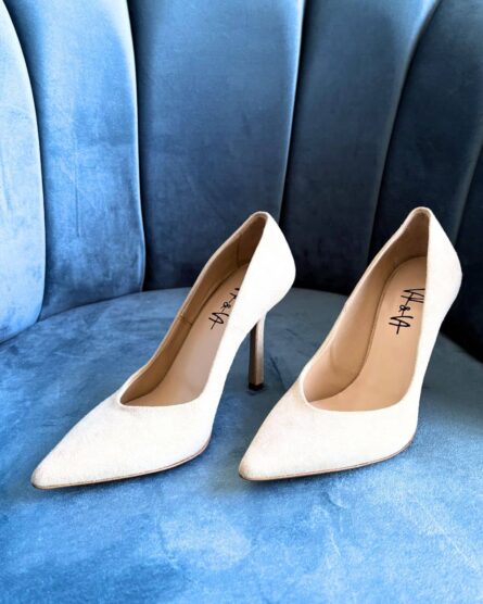 scarpe décolleté con tacco beige