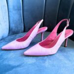 scarpe décolleté slingback con tacco rosa