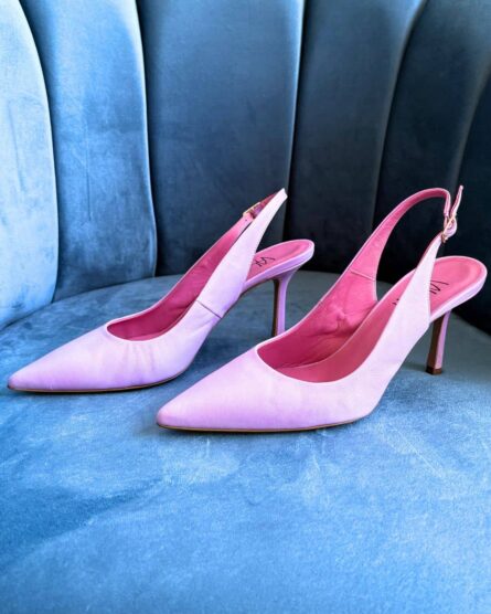 scarpe décolleté slingback con tacco rosa