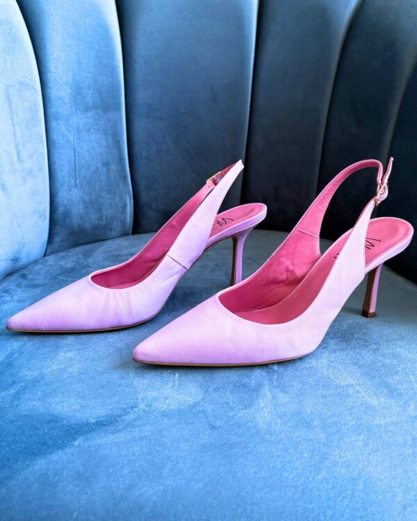 scarpe décolleté slingback con tacco rosa